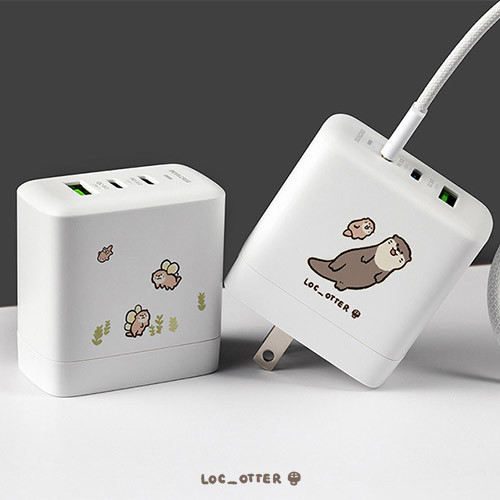 聯名正版授權 水獺蹭蹭 DC-PRO70 3孔 氮化鎵70W PD超急速充電器 與小水獺