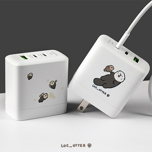 聯名正版授權 水獺蹭蹭 DC-PRO70 3孔 氮化鎵70W PD超急速充電器 與小海獺