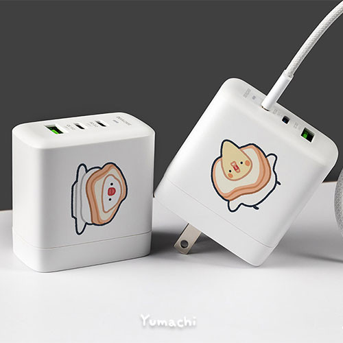 聯名正版授權 柚町 DC-PRO70 3孔 氮化鎵70W PD超急速充電器 吐司鳥