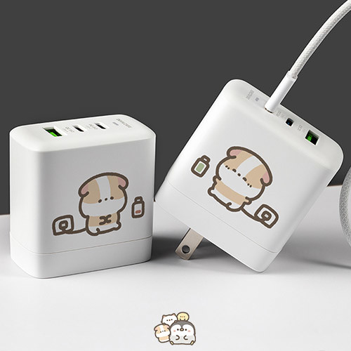 聯名正版授權 路易斯與布丁 DC-PRO70 3孔 氮化鎵70W PD超急速充電器 布丁充電中