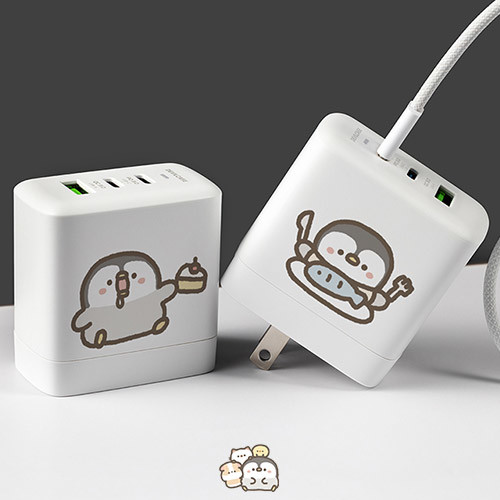 聯名正版授權 路易斯與布丁 DC-PRO70 3孔 氮化鎵70W PD超急速充電器 皮蛋吃東西