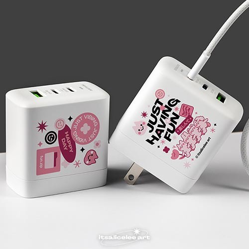 聯名正版授權 itsalicelee art DC-PRO70 3孔 氮化鎵70W PD超急速充電器 Just having fun