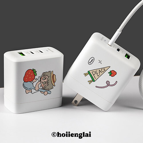 聯名正版授權 Hoi ホーイ DC-PRO70 3孔 氮化鎵70W PD超急速充電器 挖草莓