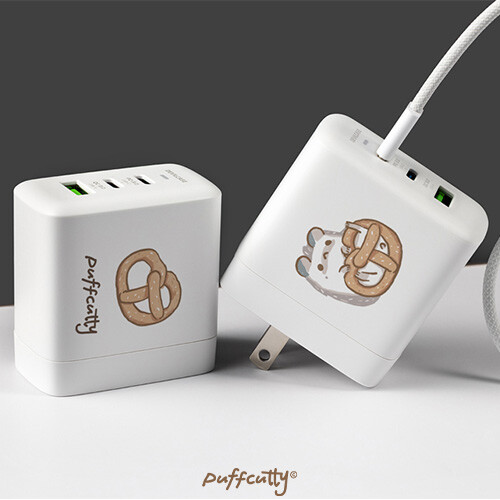 聯名正版授權 泡芙 DC-PRO70 3孔 氮化鎵70W PD超急速充電器 芋泥蝴蝶酥