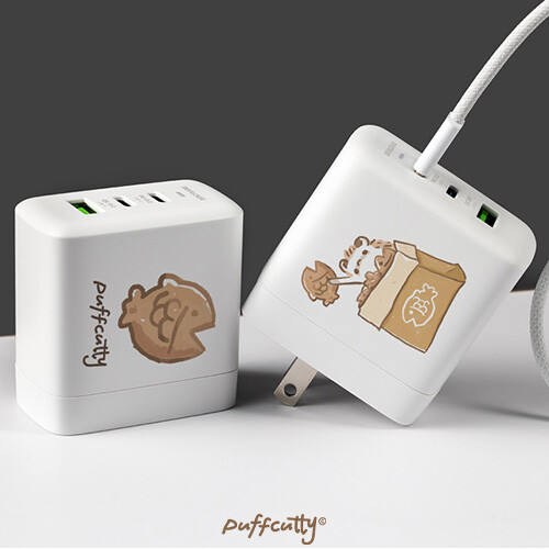 聯名正版授權 泡芙 DC-PRO70 3孔 氮化鎵70W PD超急速充電器 泡芙鯛魚燒